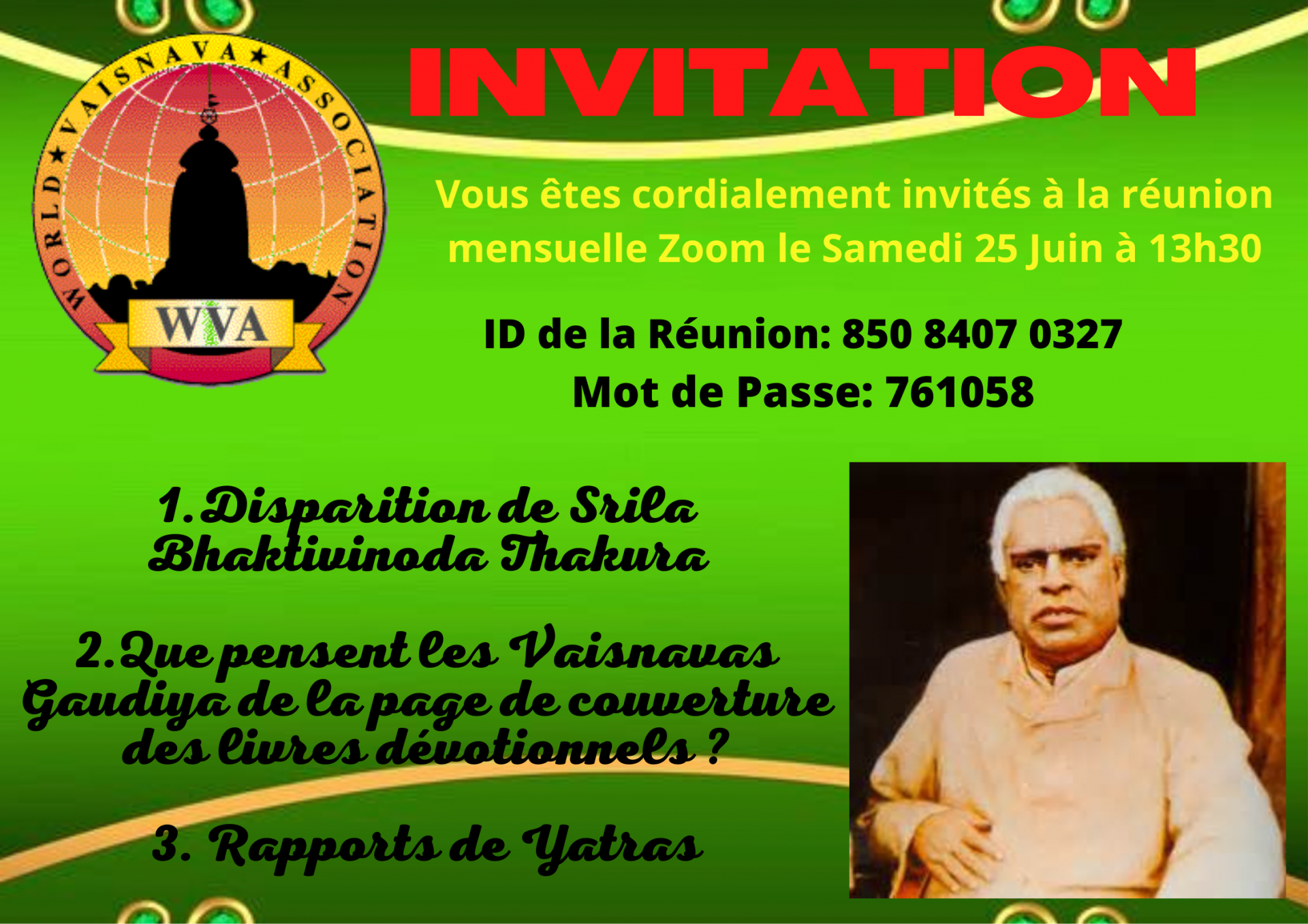 Invitation Zoom du 25 Juin 2022